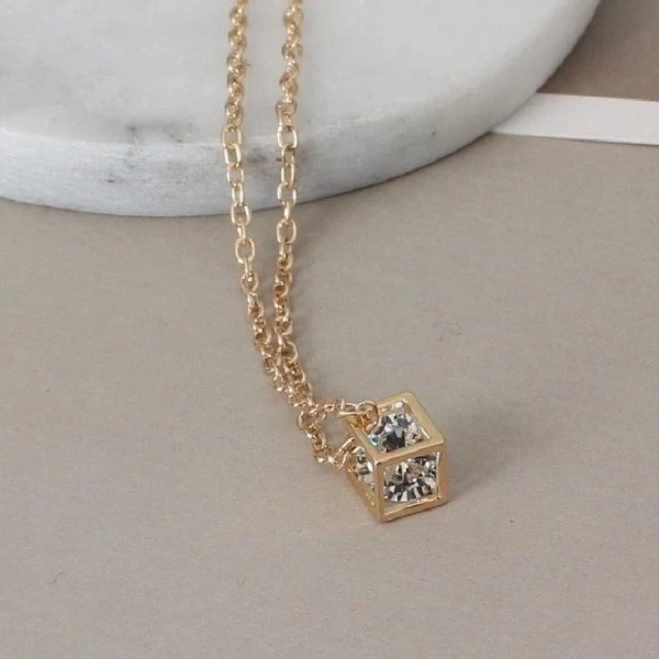 Engraved Silver Metal Cube Pendant for Stylish Men