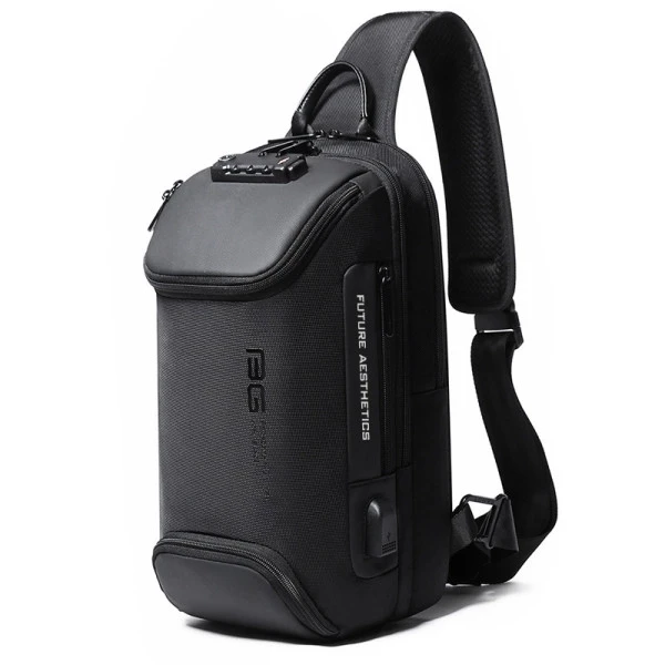 Waterproof Oxford Crossbody Backpack for Men - Black TSA Lock