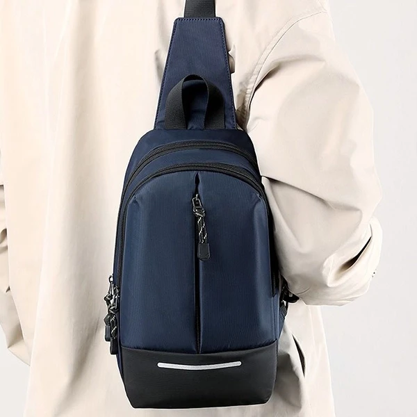 Blue Waterproof Crossbody Backpack for Men Multi Pockets