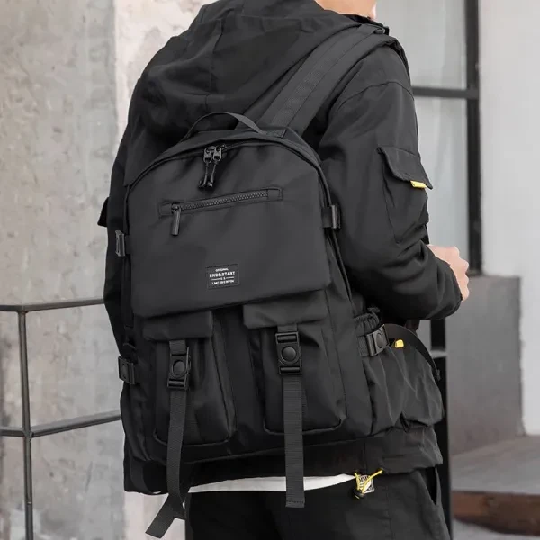 Black Travel Backpack for Men - Lightweight & Spacious Outdoor Bag