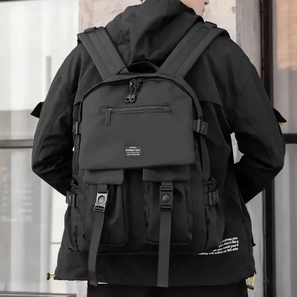 Black Travel Backpack for Men - Lightweight & Spacious Outdoor Bag