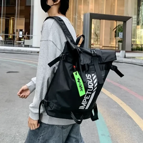 Men's Black Letters Print Backpack