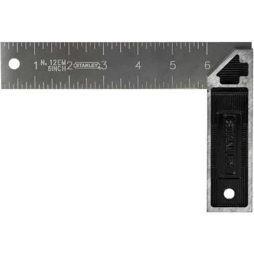 Stanley Try Square 150 mm - 6 Inch With Cast Zinc Handle 124 mm – 4-7/8 Inch, Si