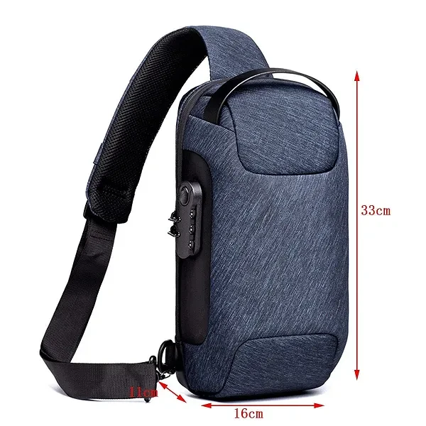 Blue Waterproof Crossbody Cross Bag Multi-Functional Short Travel Messenger Ches