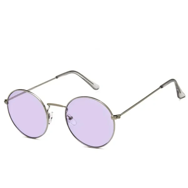 Stylish Purple Round Sunglasses Men's Metal Frame Shades