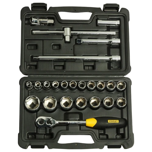 Stanley Stmt72795-8 Sq. Drive Metric 1/2'' 6 Point Socket Set (24-Pieces)