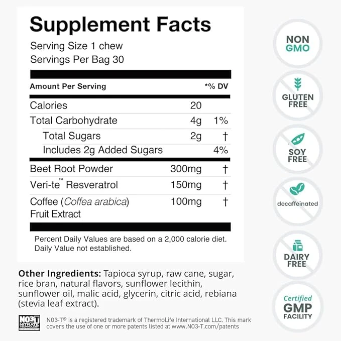 humanN SuperBeets Memory & Focus Support Supplement Chews – Mental Alertness + C