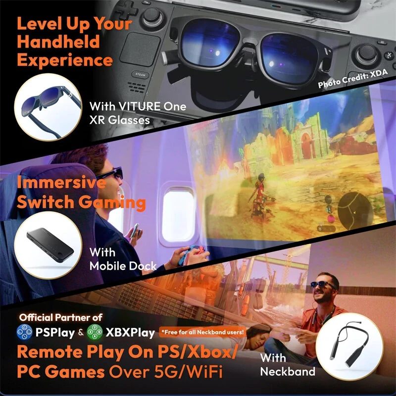 VITURE One XR Smart Glasses - 120" Full HD Display, 3D Gaming, Harman Sound, Myo