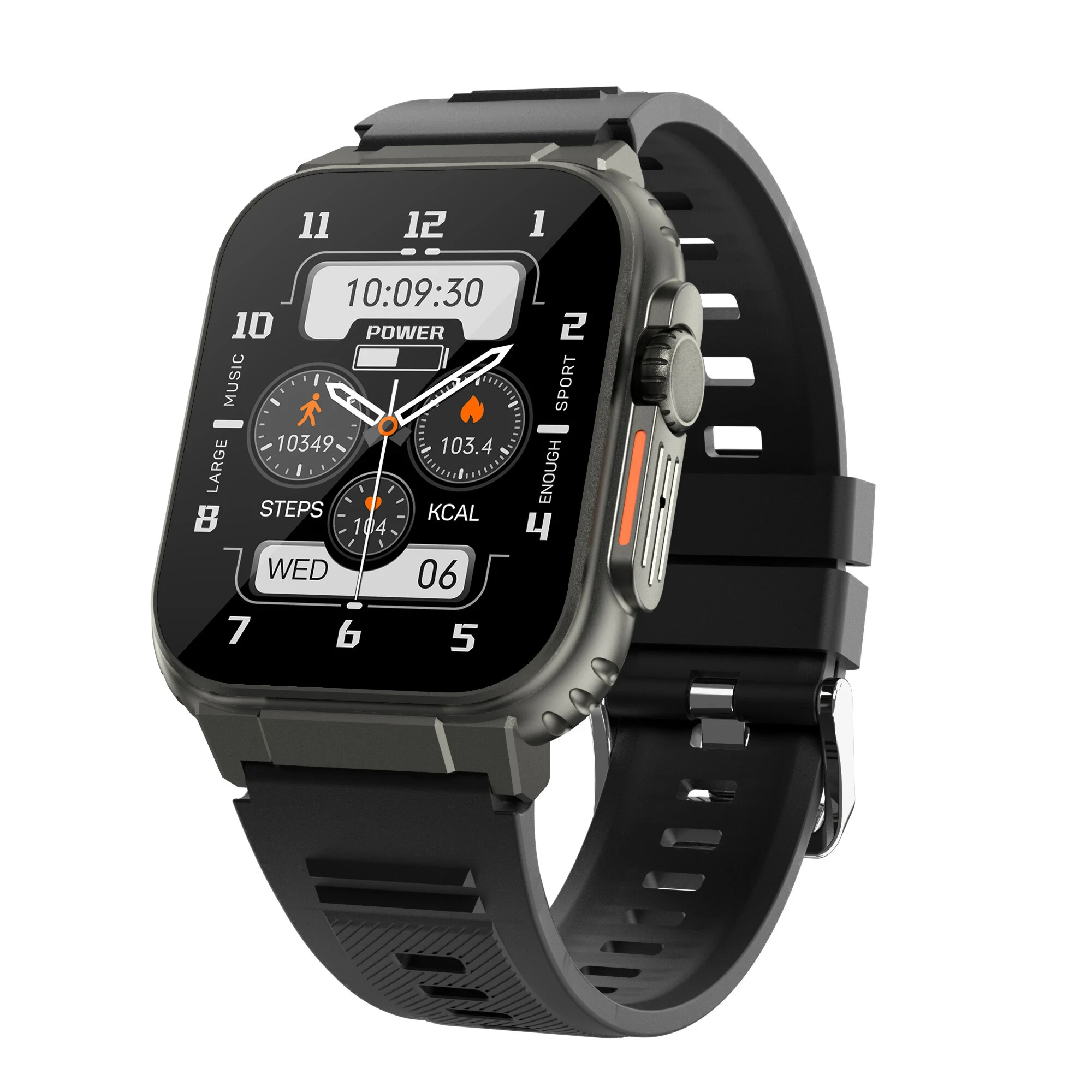 A70 1.96 inch HD Screen Heart Rate Blood Pressure SpO2 Monitor BT5.0 600mAh TWS