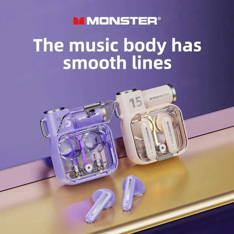 MONSTER XKT15 TWS Wireless Earbuds bluetooth Earphone Bass HiFi HD Calls Semi-in
