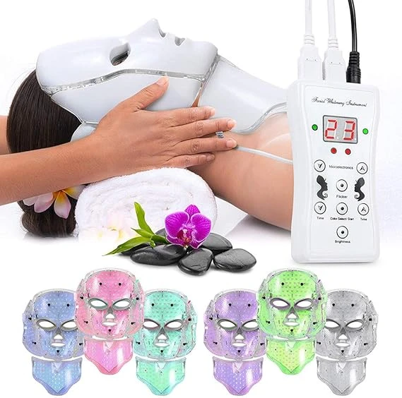 LED Light Therapy Mask for Face & Neck – 7 Colors Skin Rejuvenation Machine for