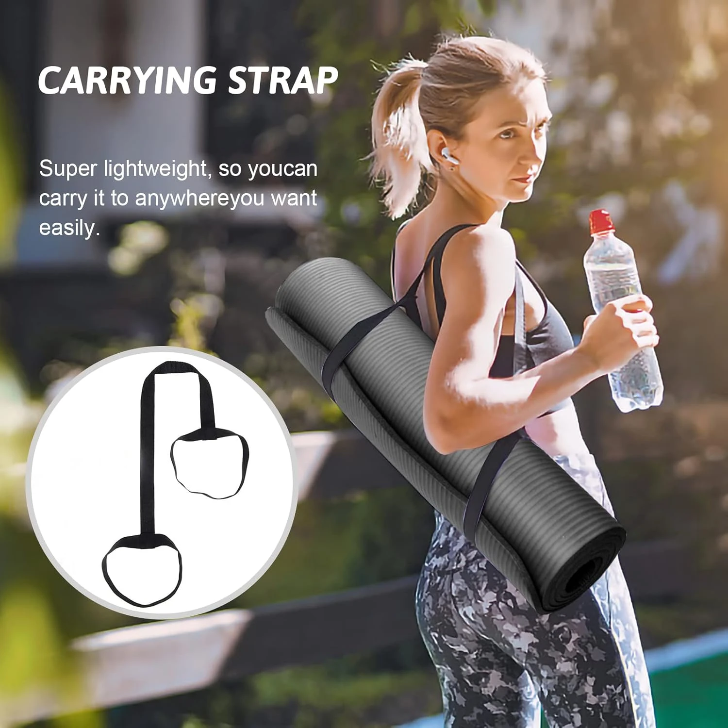 SKY-TOUCH Yoga Mat Non Slip, Yoga Mat with Strap Included 10mm Thick Exercise Ma
