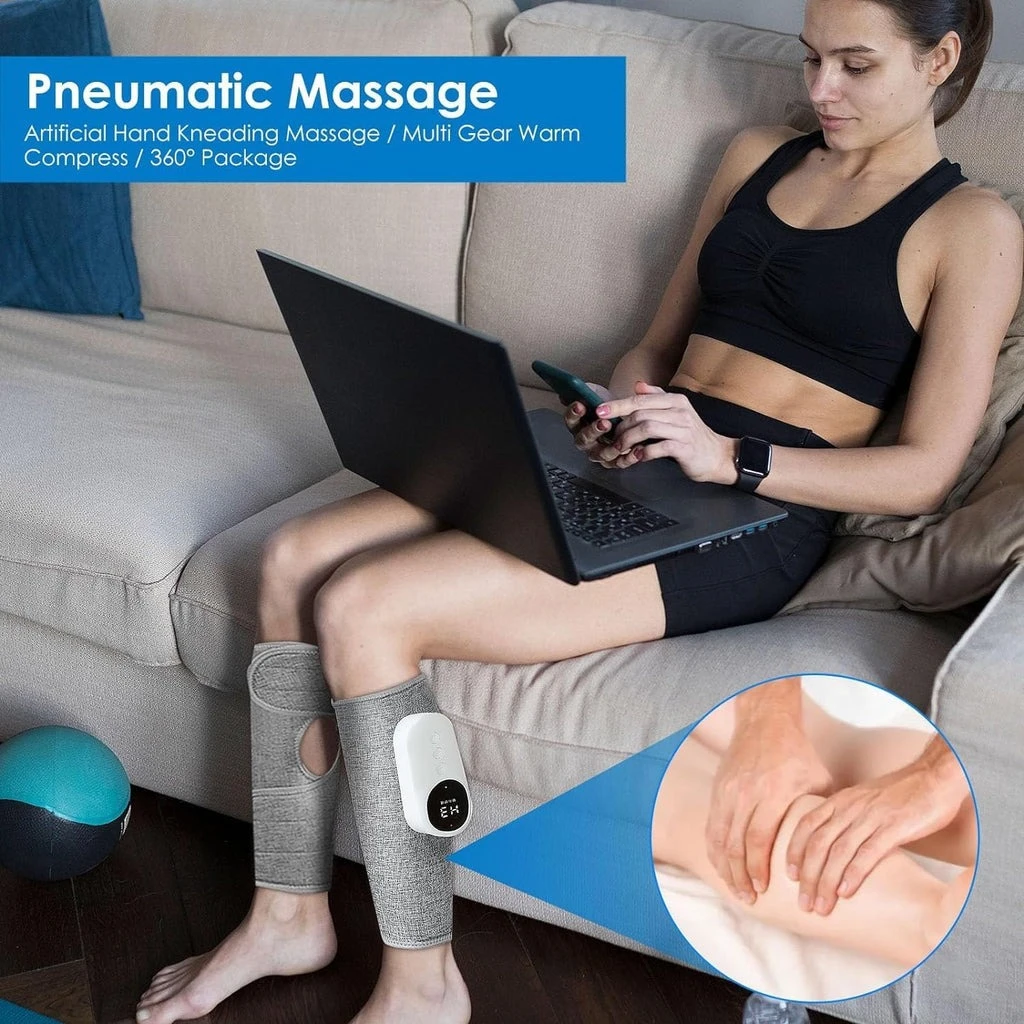 Pretocter Leg Compression Massager Electric Calf Foot Massager with Heat Cordles