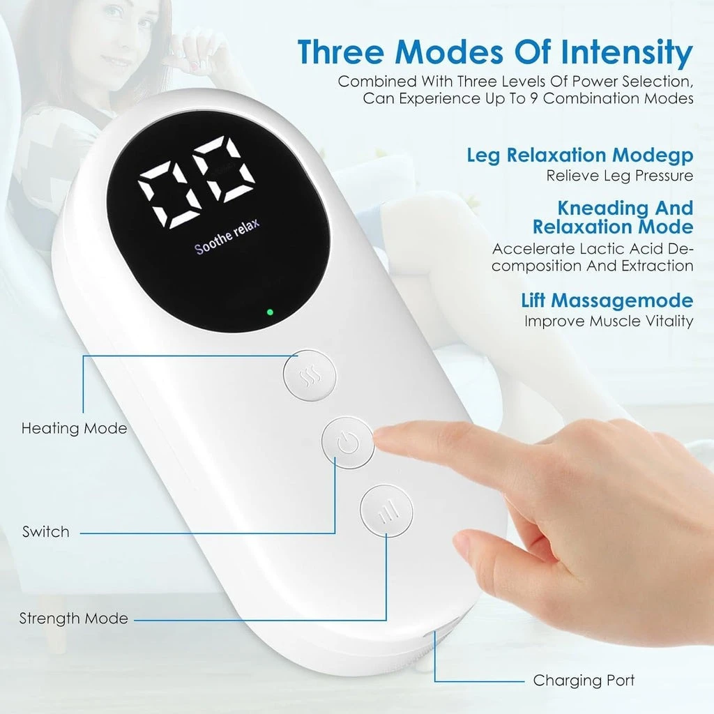 Pretocter Leg Compression Massager Electric Calf Foot Massager with Heat Cordles