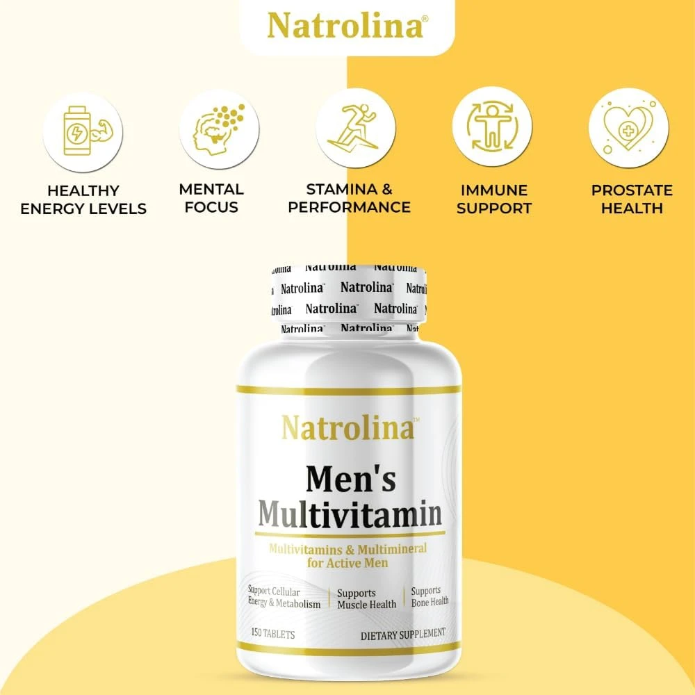 Natrolina Multivitamin for Men 150 Tablets | Support Immune System, Muscle, Bone