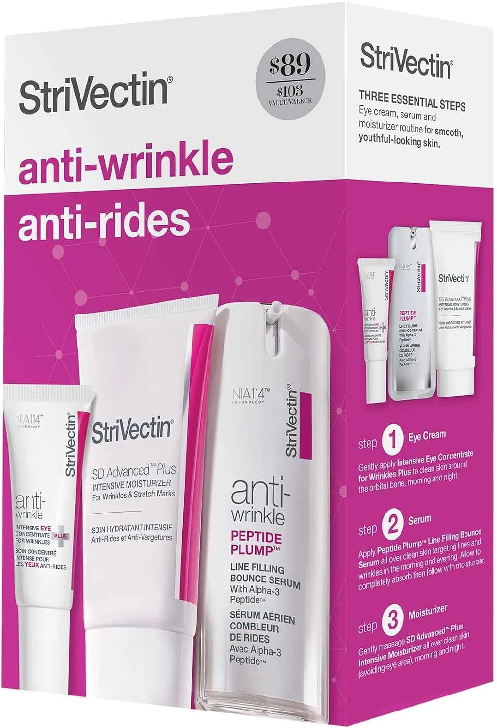 StriVectin Anti Wrinkle Trio Kit for Face & Eyes, 3 piece kit with SD Plus Moist