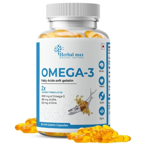 Herbal max Omega -3 Fish Oil Capsule For Men And Women (1000mg Omega 3 with 180 