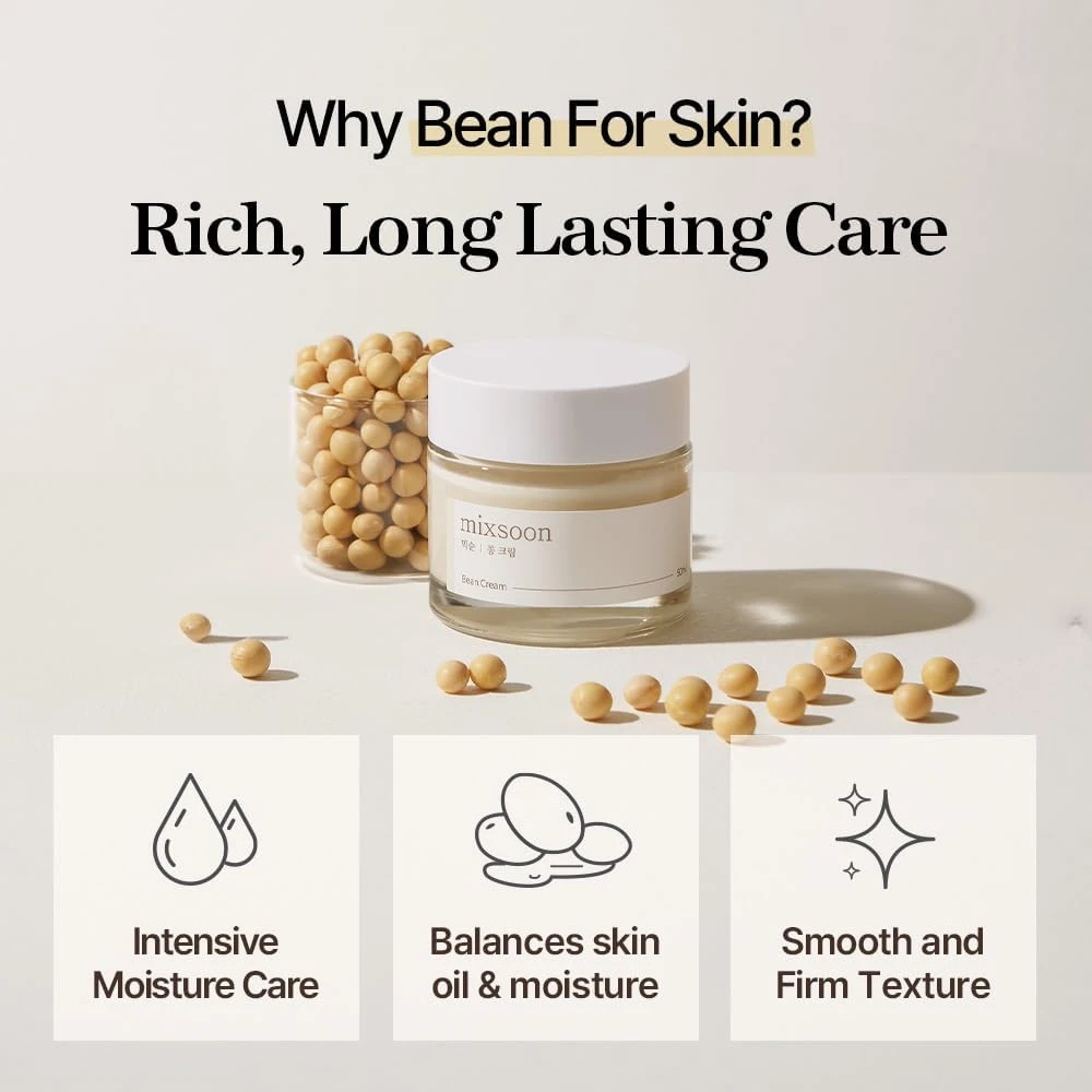 mixsoon [ Bean Cream 1.69 fl oz / 50ml | Soybean Extract & Rich Nutrients for De