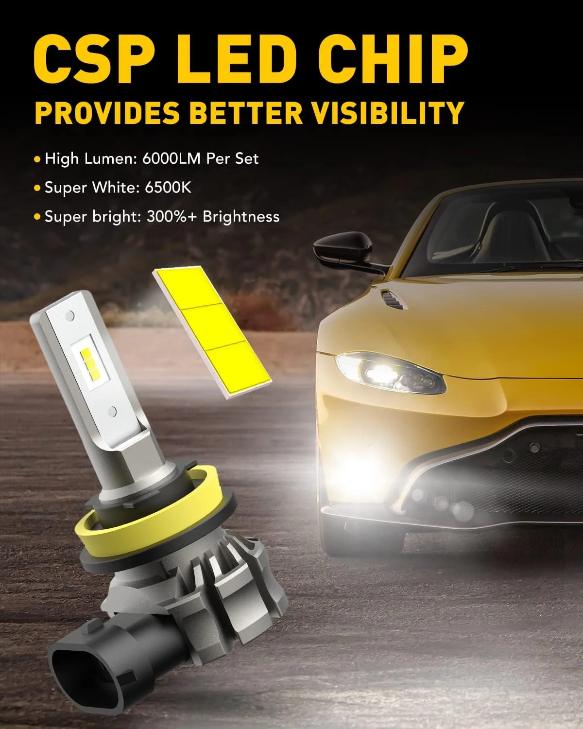 AUXITO H11/H8/H16 LED Fog Light Bulbs or DRL, 6000 Lumens 6500K -White Light (Pa