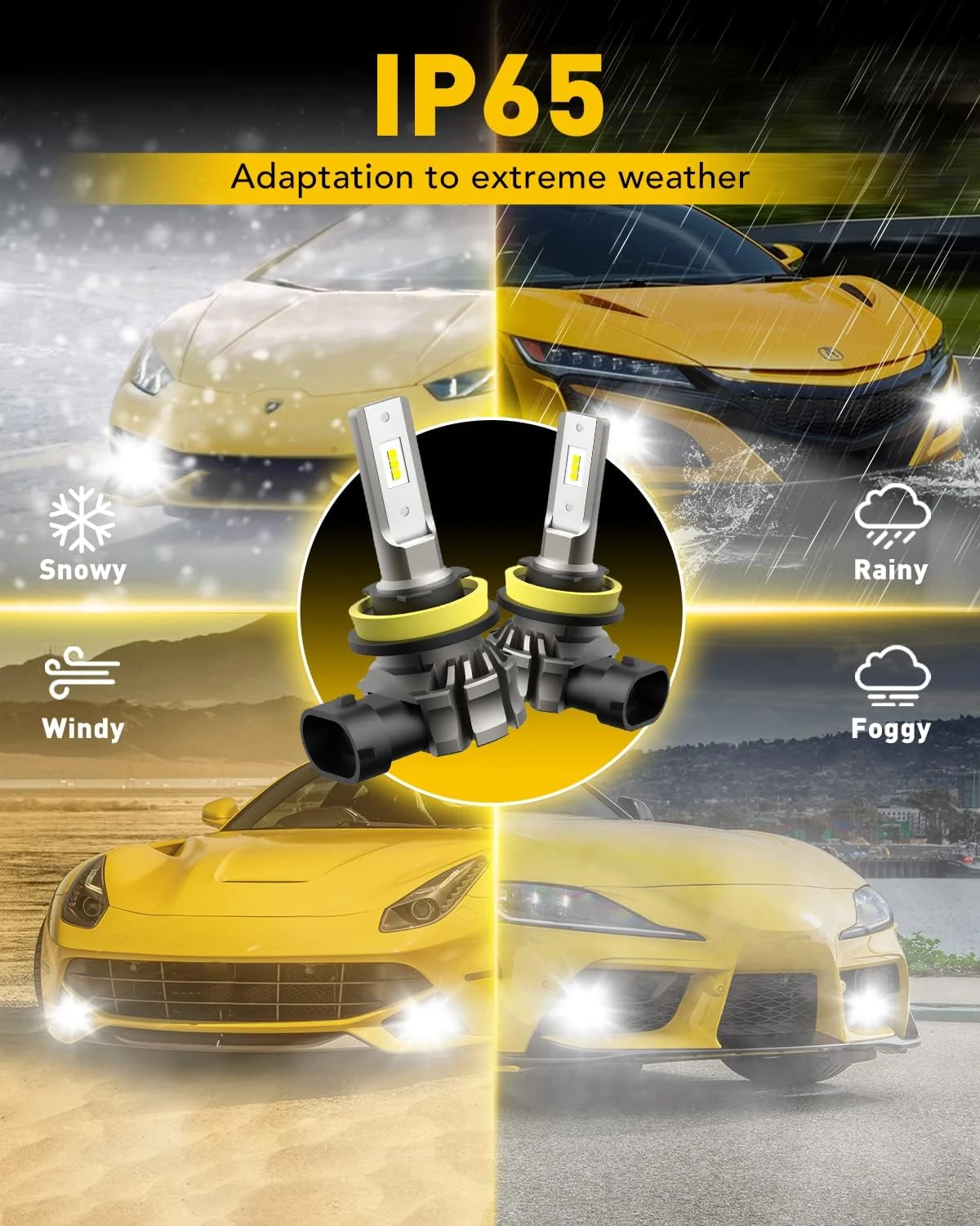 AUXITO H11/H8/H16 LED Fog Light Bulbs or DRL, 6000 Lumens 6500K -White Light (Pa