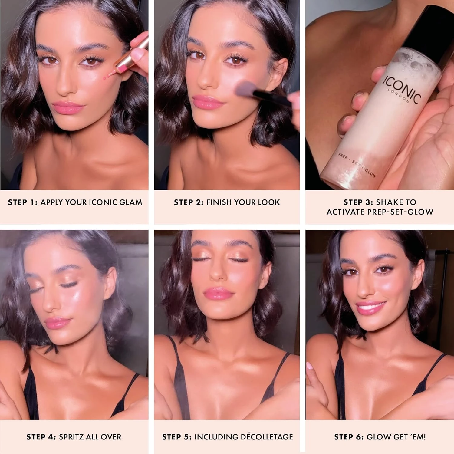 ICONIC LONDON Prep-Set-Glow Spray, Hydrating and Refreshing Shimmery Mist, Origi