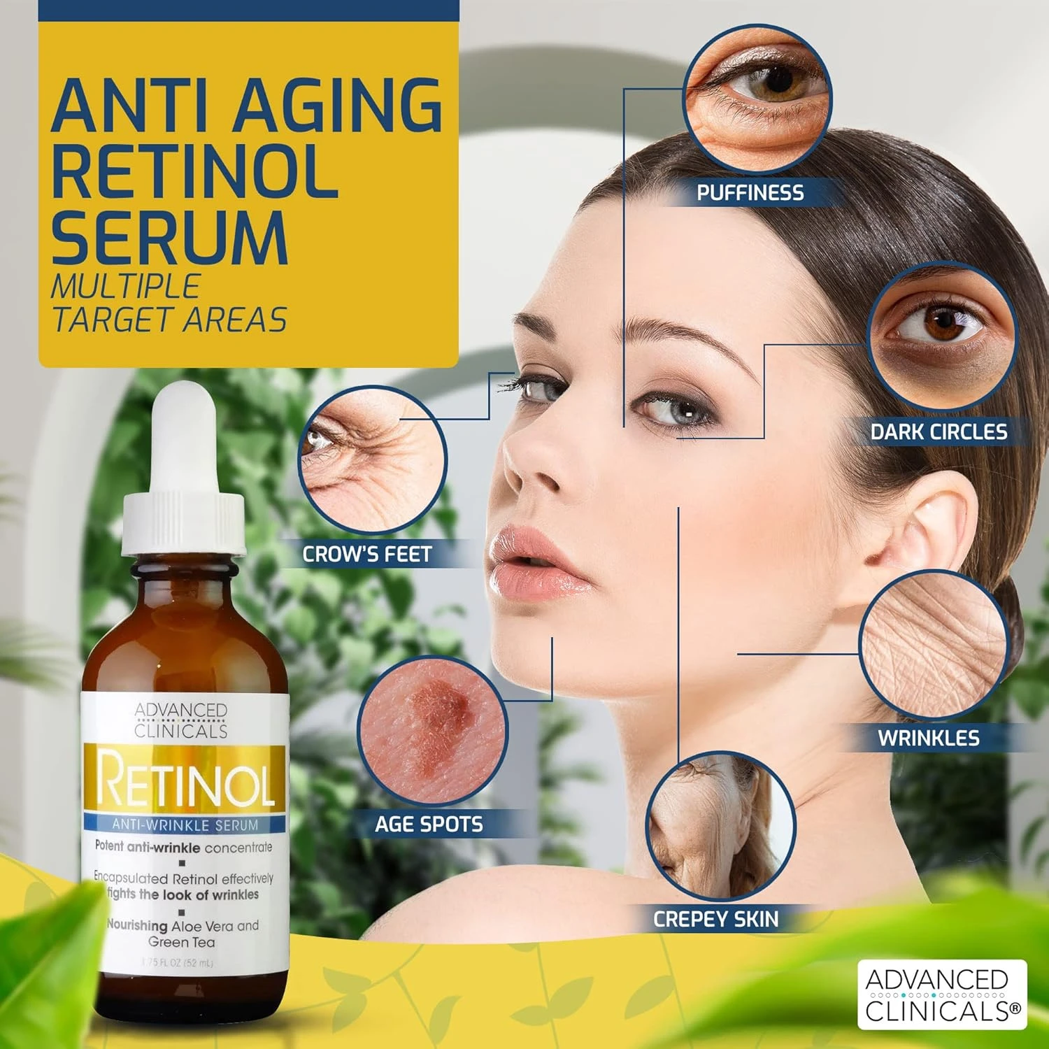 Advanced Clinicals Professional Strength Retinol Serum Anti Aging Wrinkle Reduci