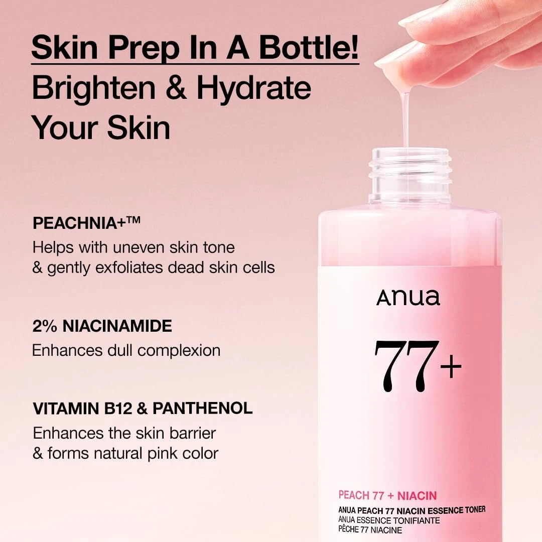 Anua Peach 77 Niacin Essence Toner 250ml / Brightening Toner for Face, Niacinami