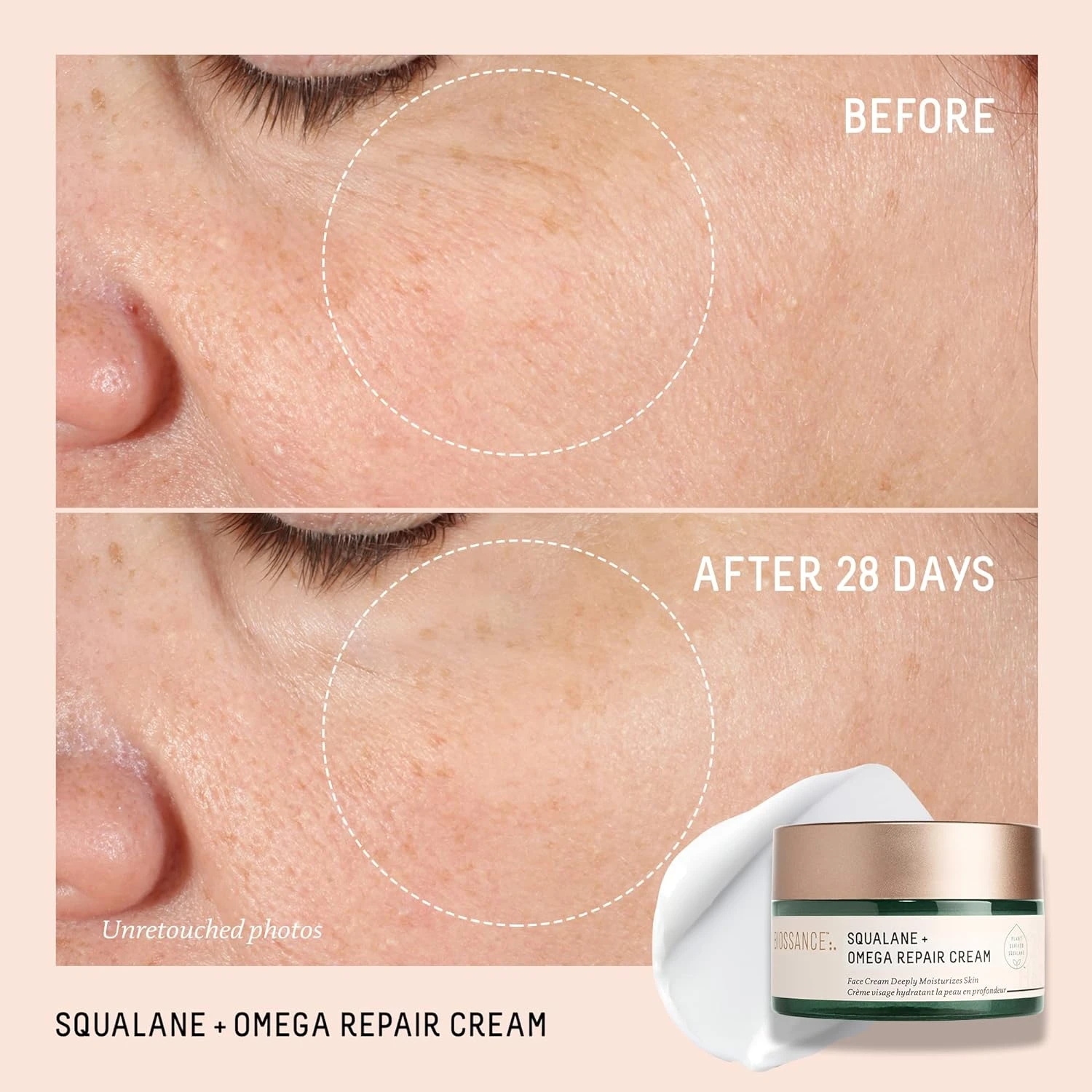Biossance Squalane + Omega Repair Cream 1.69 Ounces Full Size Face Cream