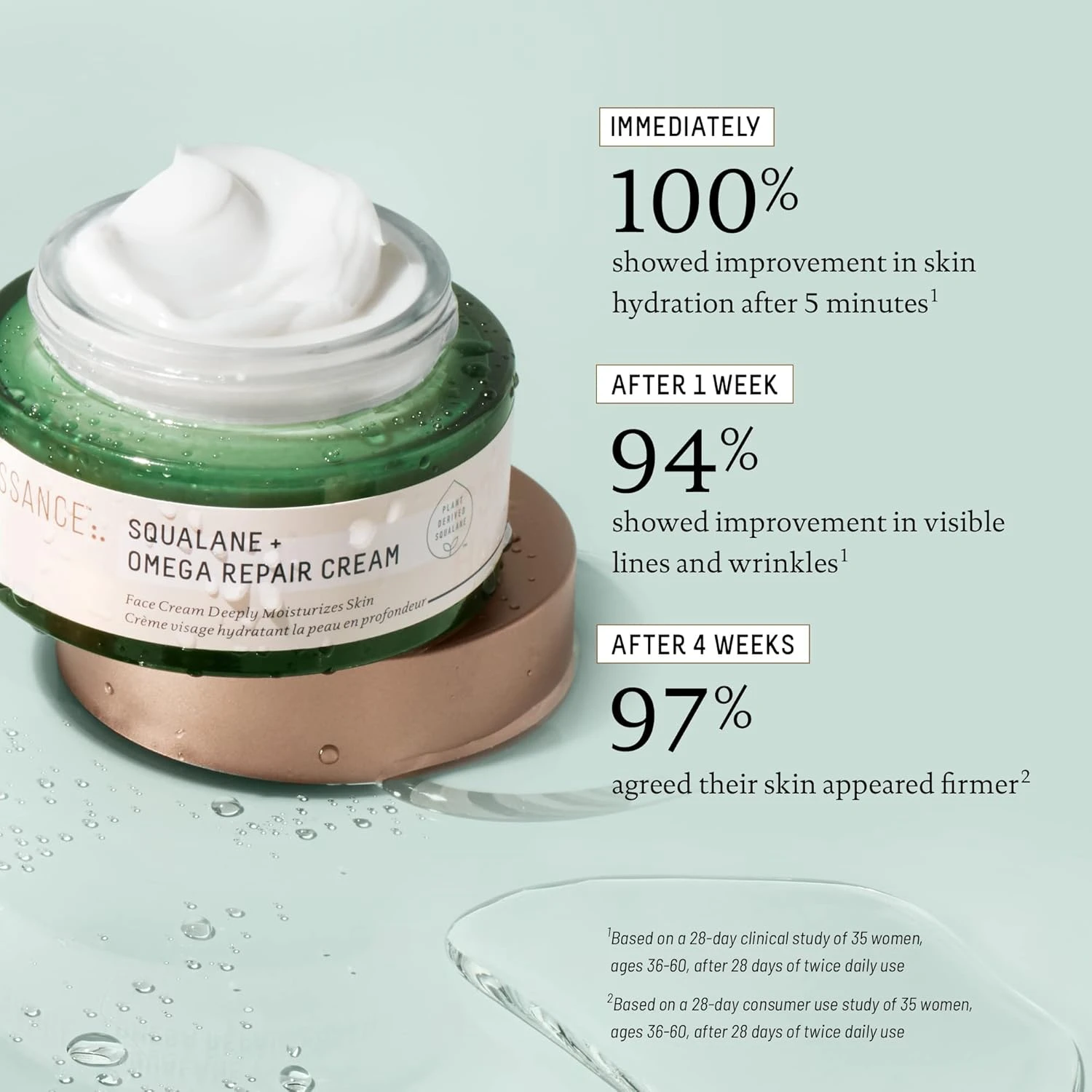 Biossance Squalane + Omega Repair Cream 1.69 Ounces Full Size Face Cream
