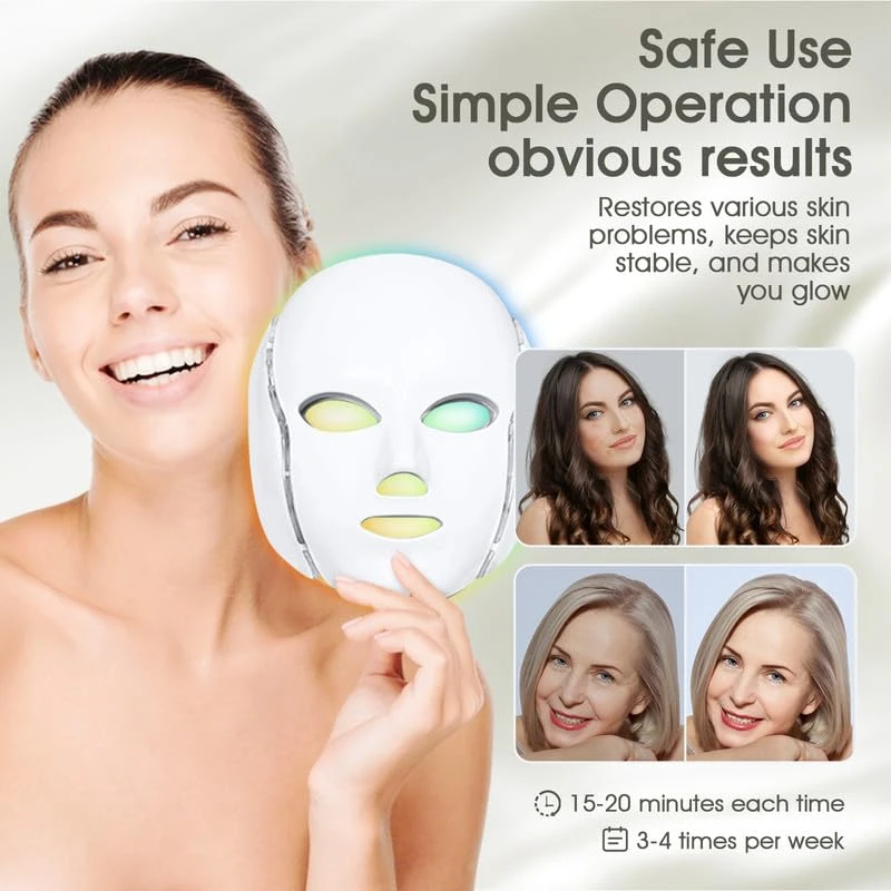 Red Light Therapy for Face, Led Face Mask Light Therapy, 7-1 Colors LED Facial S
