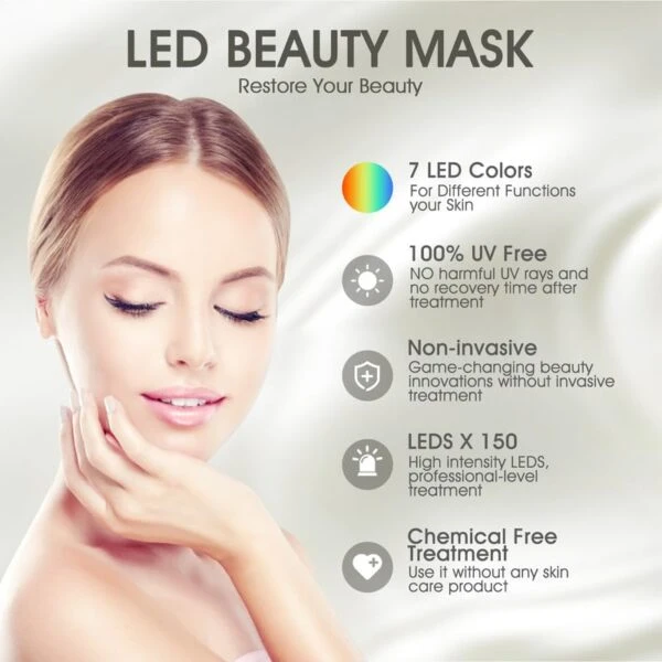 Red Light Therapy for Face, Led Face Mask Light Therapy, 7-1 Colors LED Facial S
