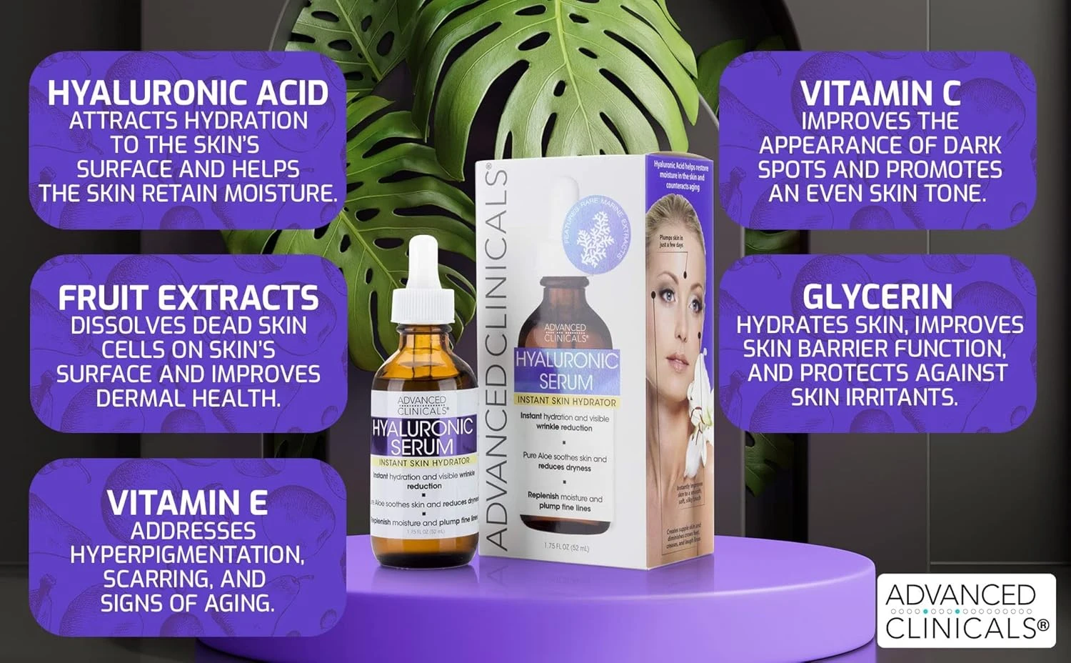 Advanced Clinicals Hyaluronic Acid Face Serum Anti Aging Face Serum Instant Skin