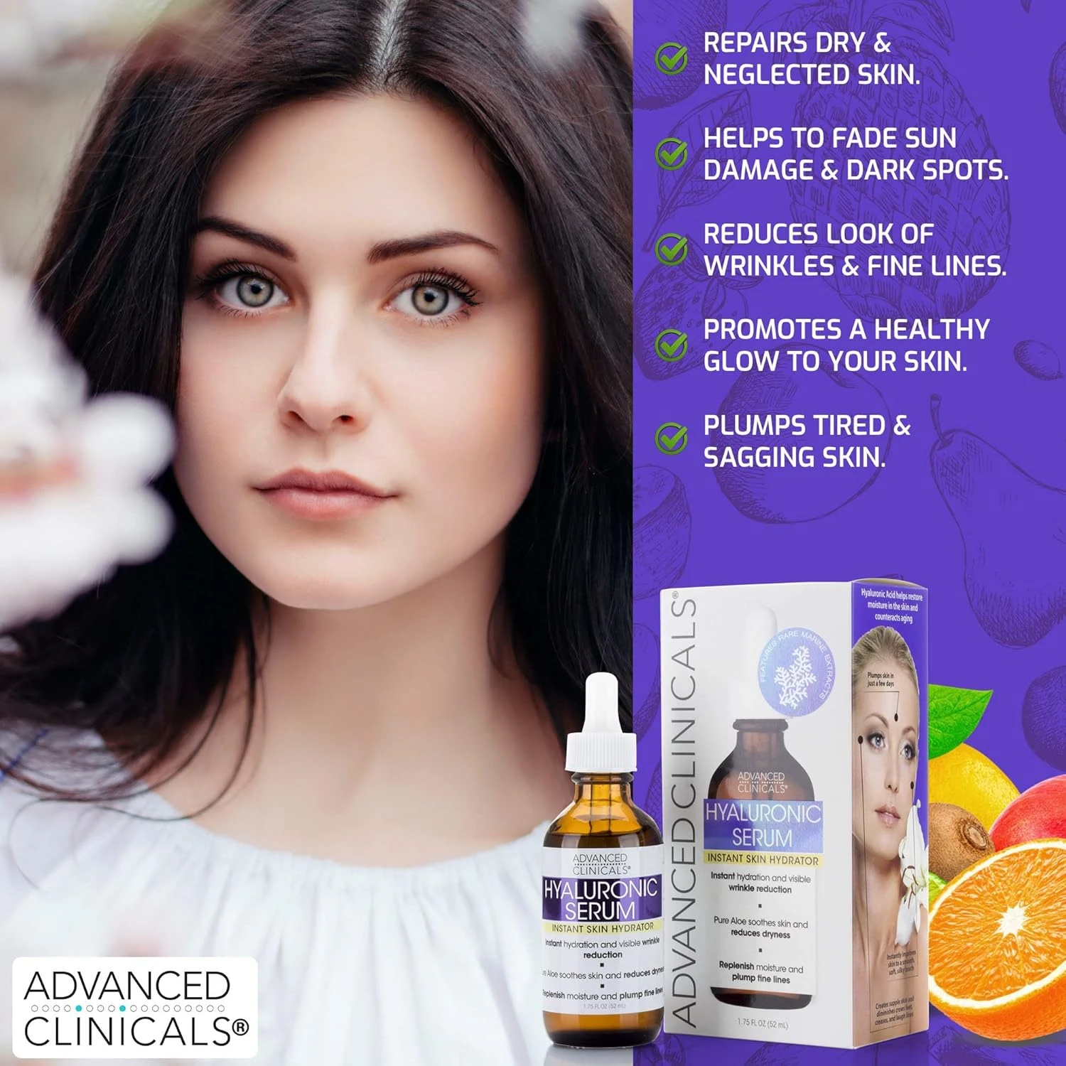 Advanced Clinicals Hyaluronic Acid Face Serum Anti Aging Face Serum Instant Skin