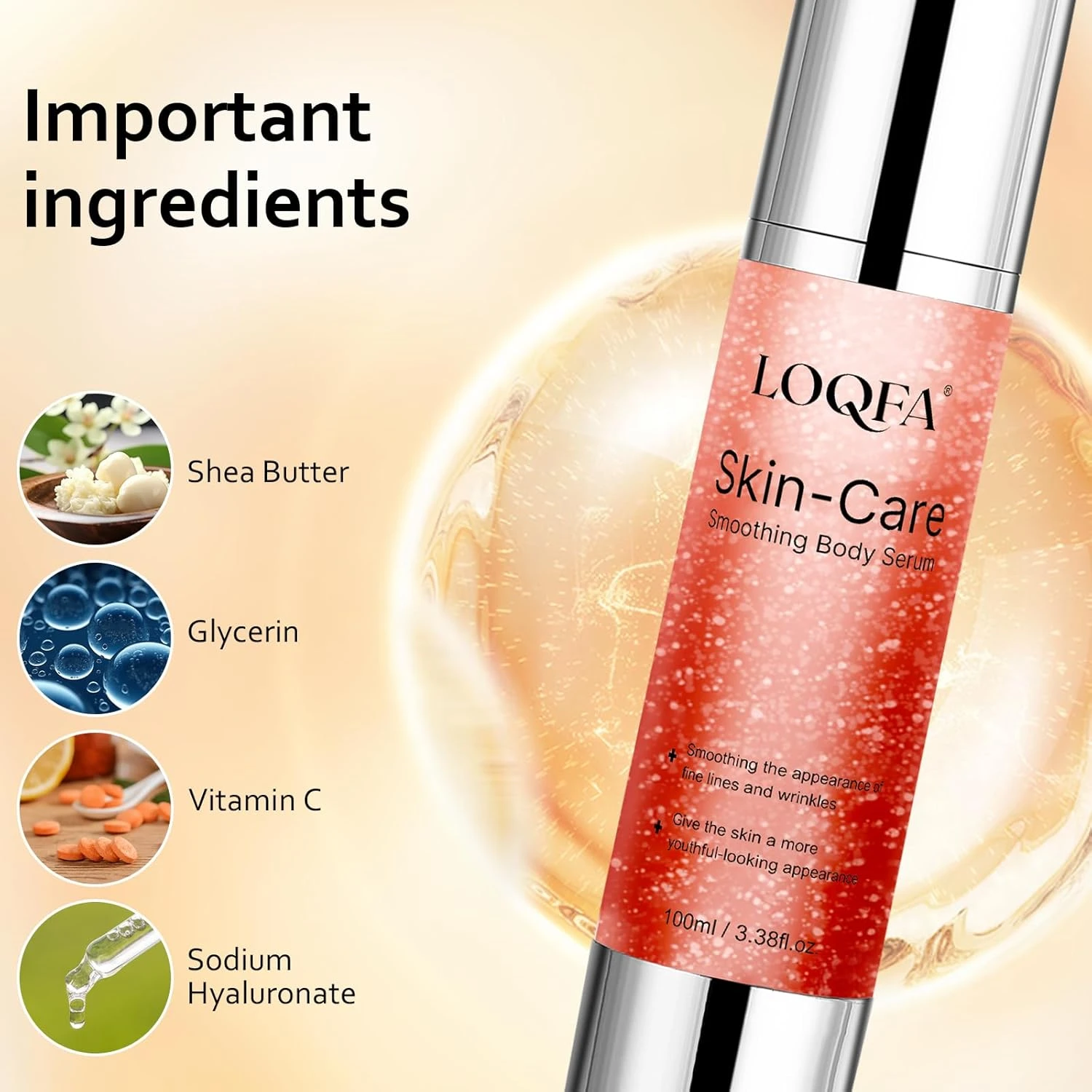 LOQFA B Glossy Smoothing Body Serum for Silky Smooth Skin, Body Serum for Women,