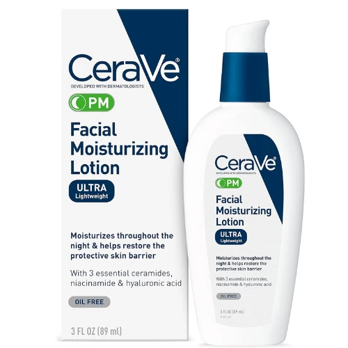Cerave Pm Facial Moisturizing Lotion, 3 Oz., Multiplied With Derma Roller, 3 Fl 