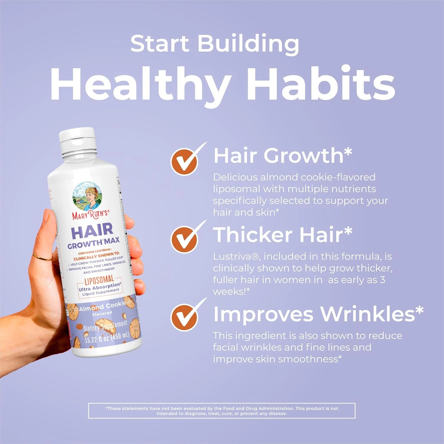 MaryRuth Organics Women's Hair Growth MAX Liposomal | with Lustriva® Biotin 1000