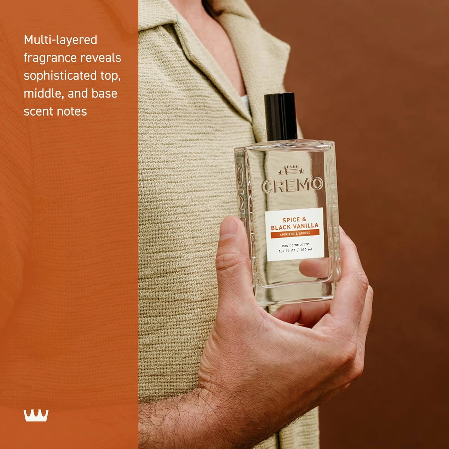 Cremo Spice & Black Vanilla Cologne Spray, An Explosion of Vibrant Spices, Tobac