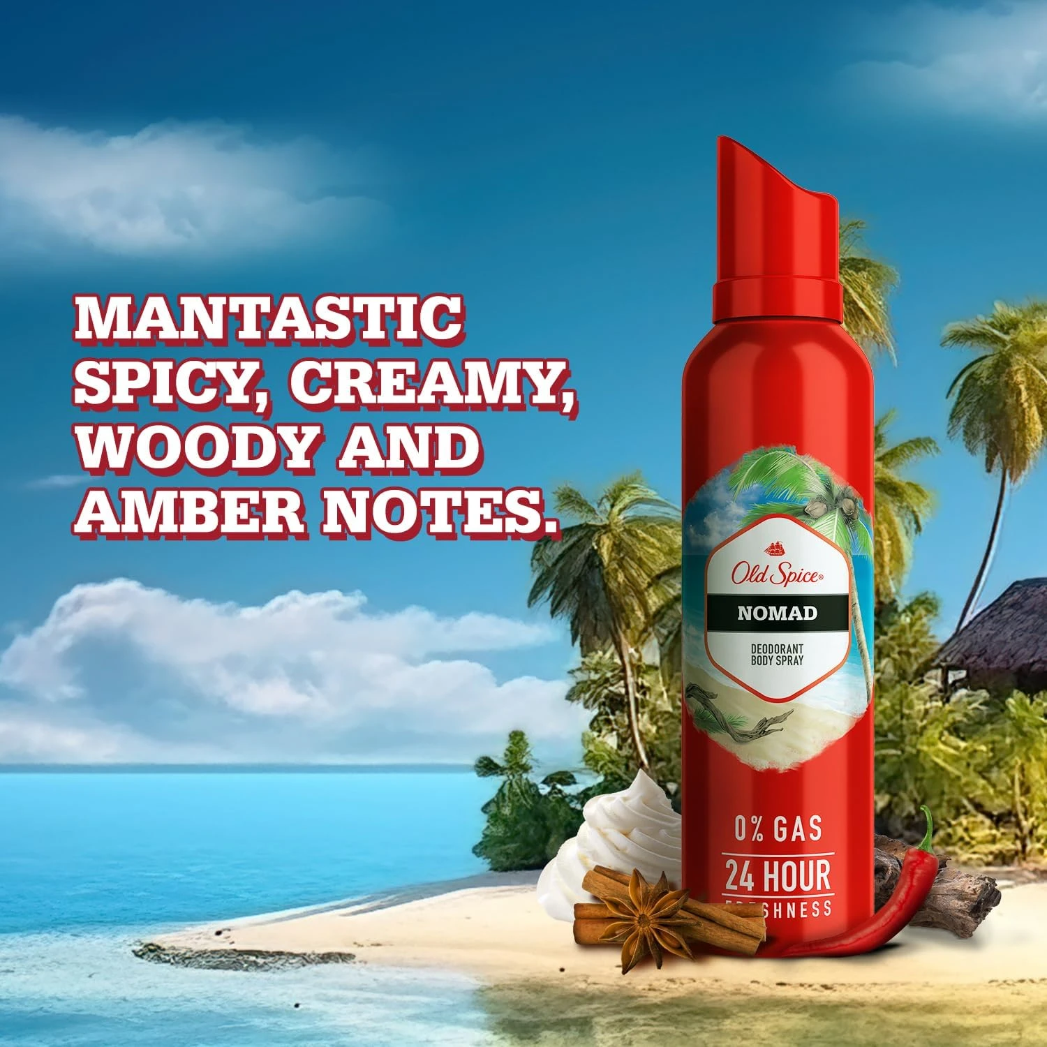Old Spice Nomad No Gas 24 hour Long Lasting Freshness Deodorant Perfume Body Spr