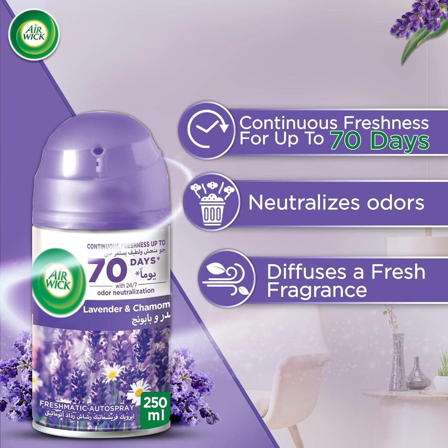 Air wick Air Freshener Freshmatic Auto Spray Lavender & Chamomile Gadget and 1 R