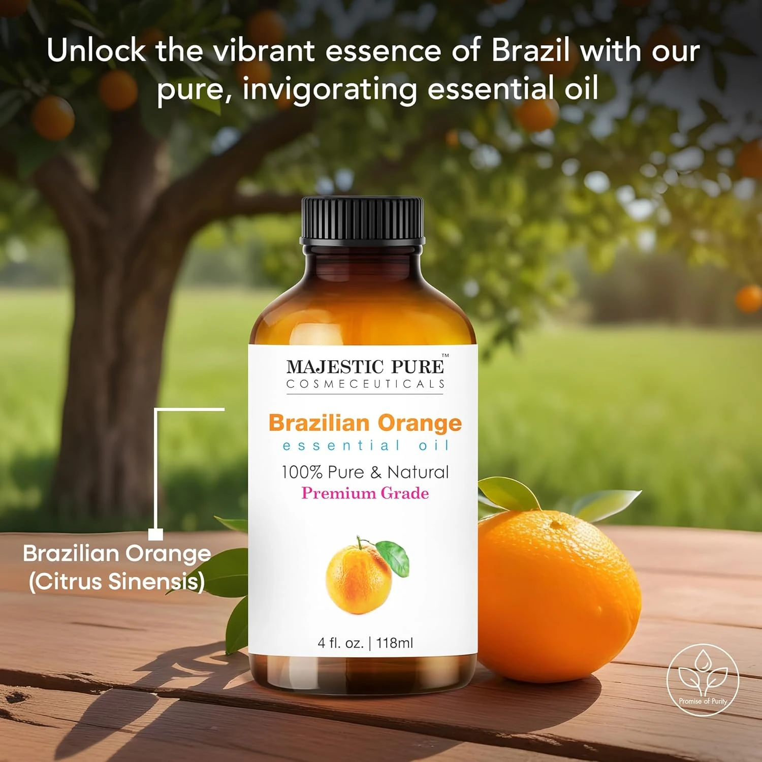 MAJESTIC PURE Brazilian Orange Essential Oil | 100% Pure and Natural | Premium G