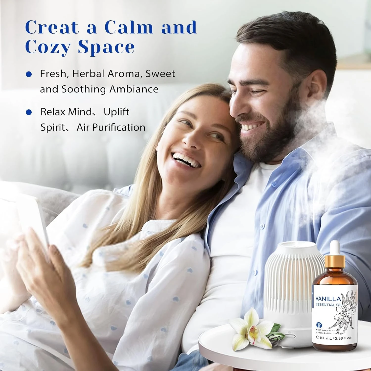 HIQILI Vanilla Essential Oil for Diffuser, Pure Natural Vanilla Oil for Skin, So