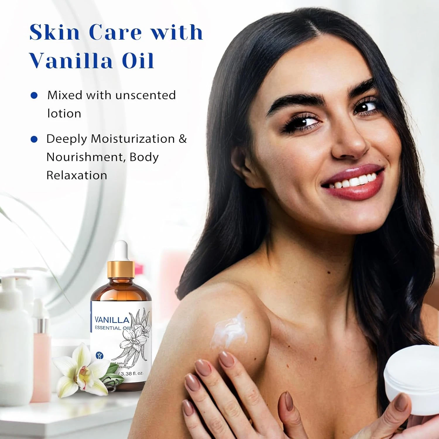 HIQILI Vanilla Essential Oil for Diffuser, Pure Natural Vanilla Oil for Skin, So