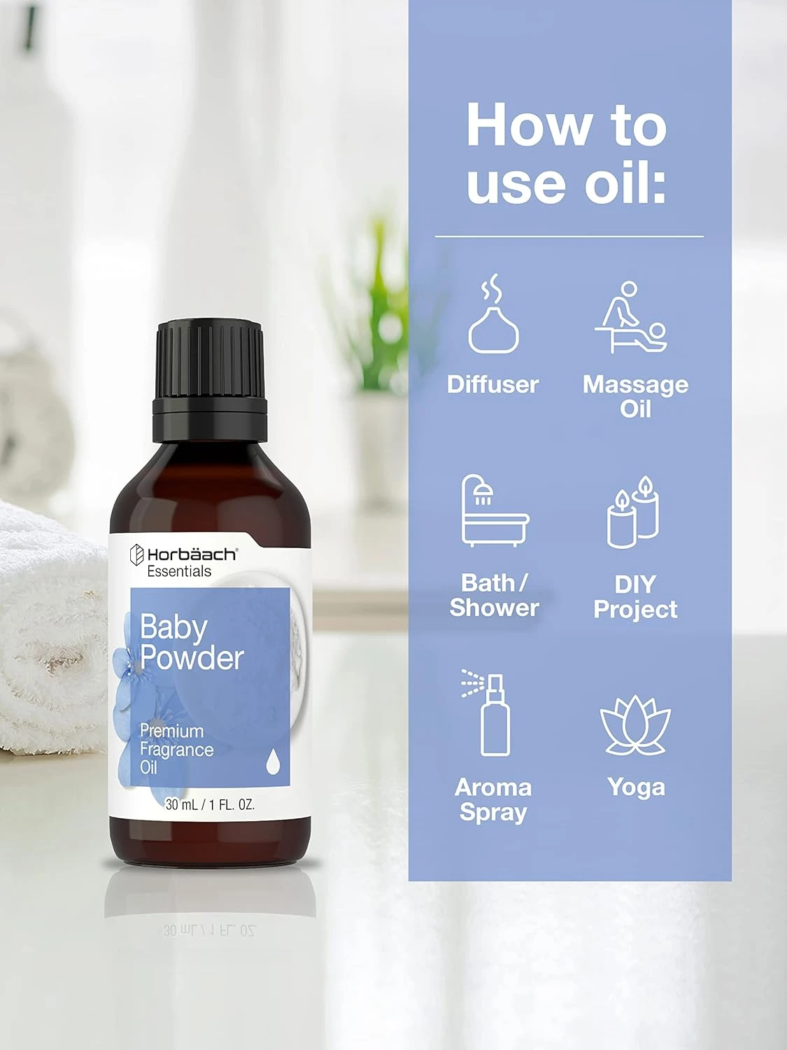 Horbäach Baby Powder Fragrance Oil | 1 fl oz (30ml) | Premium Grade | for Diffus