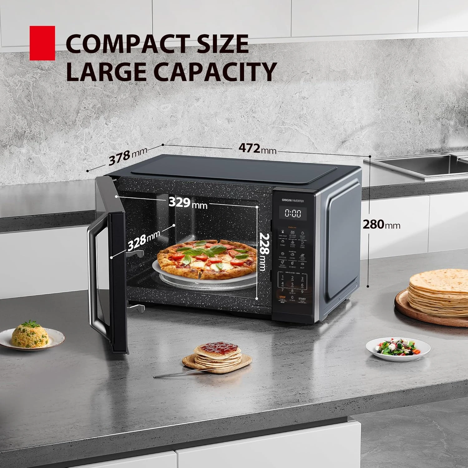 TOSHIBA Microwave Oven with Grill 25L 900W,11 Power Levels Output,Elegant Morand