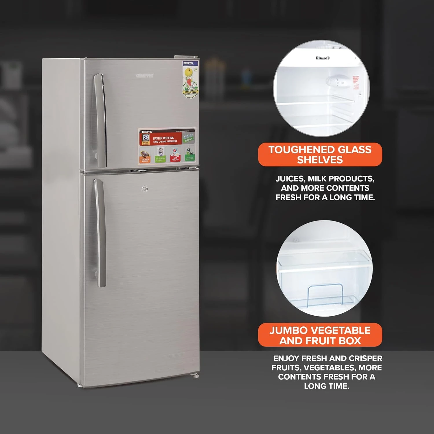 200L Gross/130L Net Capacity, Double Door Defrost Refrigerator With Grip Handle,