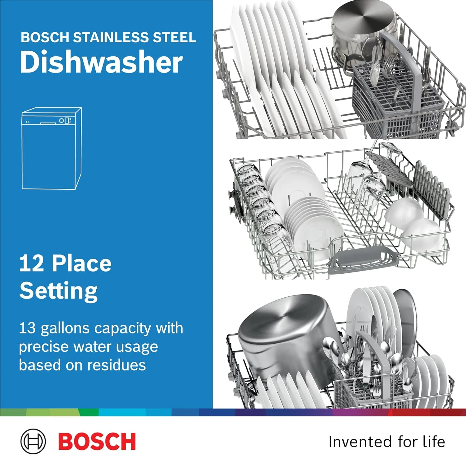 Bosch Series 4 Free Standing Dishwasher,12 Place Settings, German Engineering, E