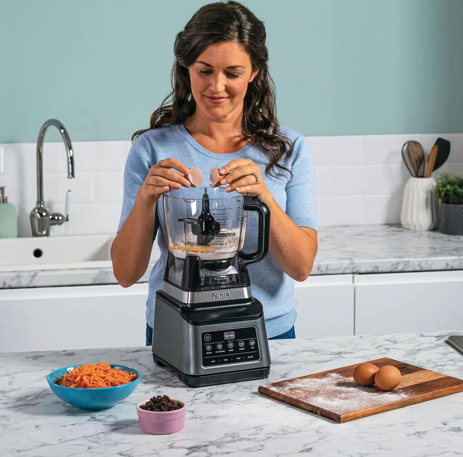 Ninja 3-IN-1 Food Processor, Blender, Auto-iQ Technology, 1200 Watts, Recipe Gui