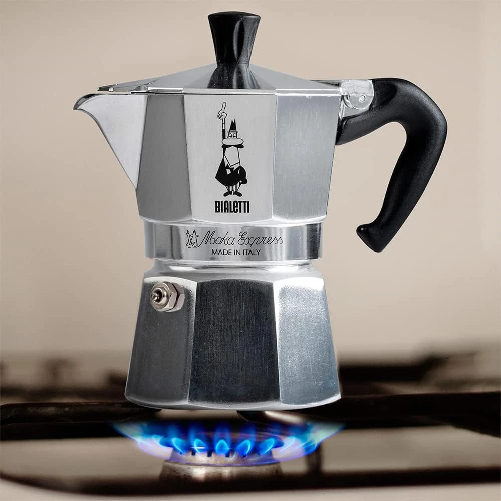 Bialetti Cafetière from Bialetti Moka Express 6tz, Silver, 1 Count (Pack of 1), 