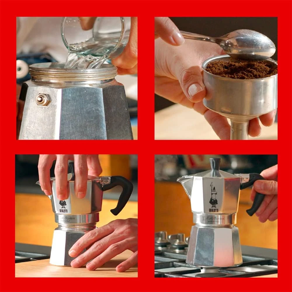 Bialetti Cafetière from Bialetti Moka Express 6tz, Silver, 1 Count (Pack of 1), 