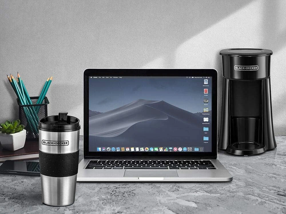 BLACK+DECKER Coffee Machine, 650W, Includes 360ml Travel Mug with Lid, Auto-Off,
